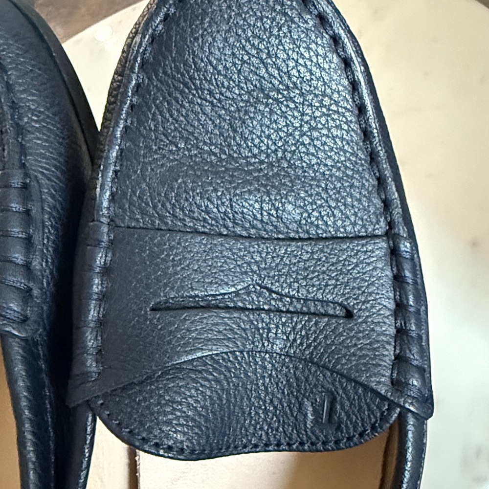 Tod’s Blue Pebbled Leather Penny Loafers Size 38 Classic Slip On Flats Luxury - Picture 4 of 15